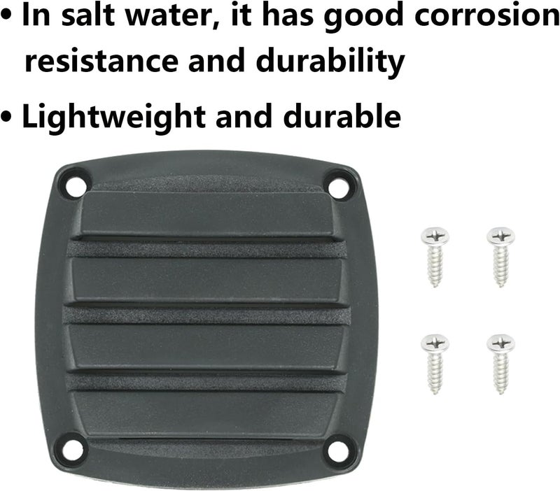 LTEMG Marine Louvered Nylon Boat Vent,Black Plastic Square Air Vent,Free Stainless Steel Screws(2 Pcs) - Image 4